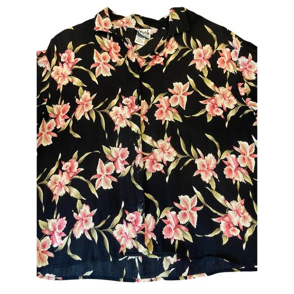 Vintage Krush of California Short Sleeve Floral Button Down Casual Shirt--Large - Picture 3 of 6